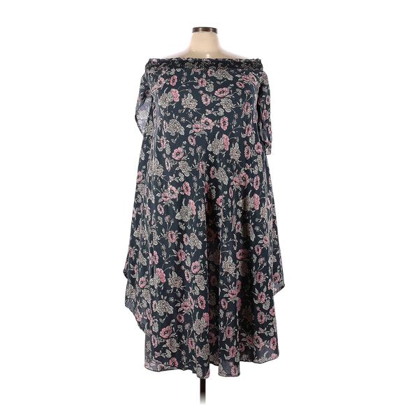 Vilshenko Sereia Maxi Off Shoulder Floral dress sz XL navy pink black - Picture 3 of 10